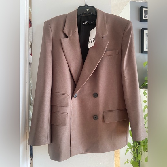 Zara oversize pocket double breasted blazer size small - Picture 2 of 5